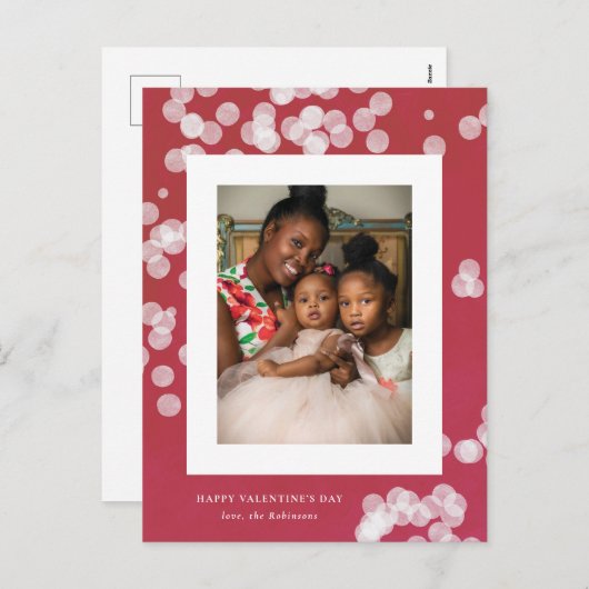 Liefde Confetti Rode Valentijnsdag Foto Briefkaart (Voorkant / Achterkant)