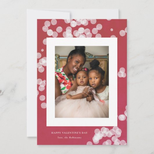 Liefde Confetti Rode Valentijnsdag Fotokaart Feestdagenkaart (Voorkant)