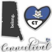 Liefde Connecticut, 3 Design, Die Cut Stickers (Voorkant)