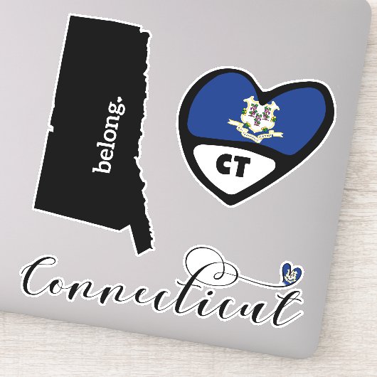 Liefde Connecticut, 3 Design, Die Cut Stickers (Detail)