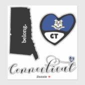 Liefde Connecticut, 3 Design, Die Cut Stickers (Vel)
