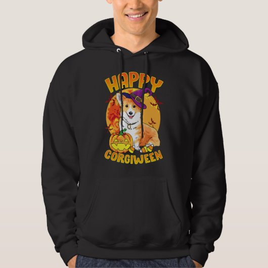 Liefde Corgi Dog Halloween Snoep Pompoen Schattige Hoodie (Voorkant)