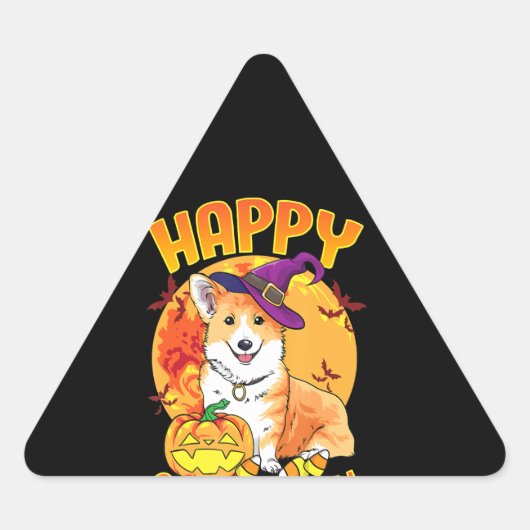 Liefde Corgi Dog Halloween Snoep Pompoen Schattige Sticker (Voorkant)