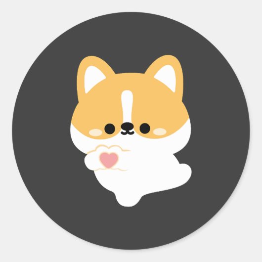 Liefde Corgi Ronde Sticker (Voorkant)