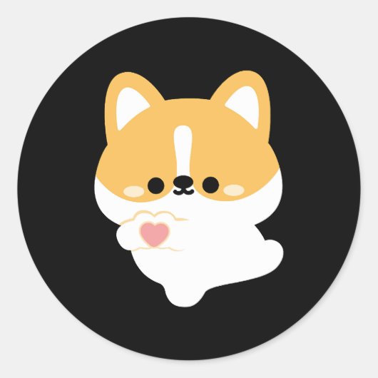 Liefde Corgi Ronde Sticker (Voorkant)