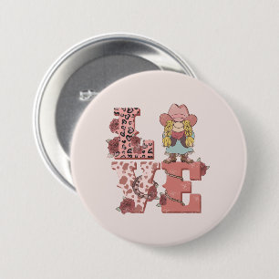 Liefde & Cowgirl Spirit – Country Style Ronde Button 7,6 Cm