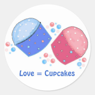 Liefde = Cupcakes Ronde Sticker