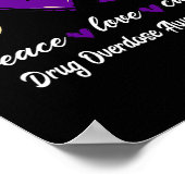 Liefde Cure Drug Overdosis Paarse Lint Awareness Poster (Hoek)