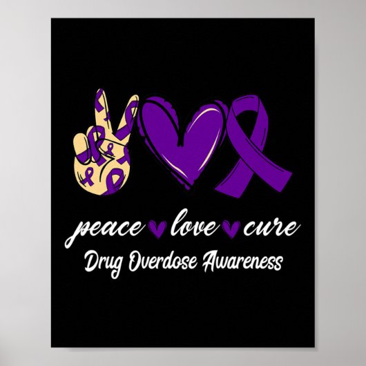 Liefde Cure Drug Overdosis Paarse Lint Awareness Poster (Voorkant)