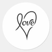 Liefde Cursief Hart Ronde Sticker (Voorkant)