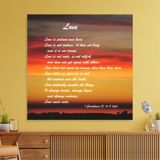 "Liefde" Custom Art Print met 1 Korintiërs 13: 4-8 (Insitu (Woonkamer))