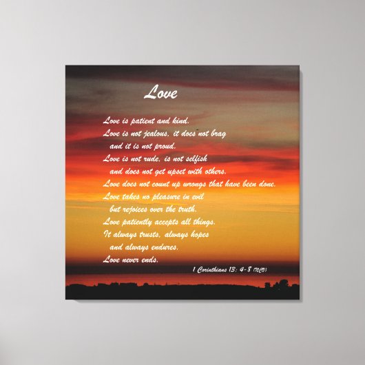 "Liefde" Custom Art Print met 1 Korintiërs 13: 4-8 (Voorkant)