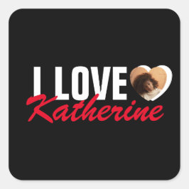 Liefde Custom Foto Hart en Naam Poster Vierkante Sticker