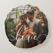 'Liefde' Custom koppel foto Rond Kussen (Achterkant)
