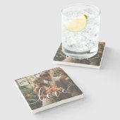 'Liefde' Custom koppel foto Stenen Onderzetter (Zijkant)