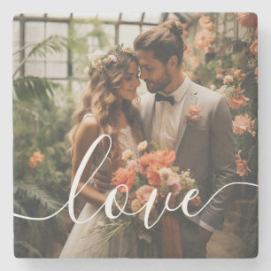 'Liefde' Custom koppel foto Stenen Onderzetter