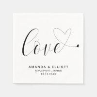 Liefde Cute Hart Zwart en Wit Typografie Huwelijk