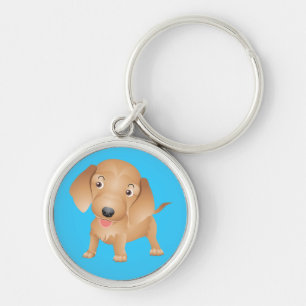 Liefde Dachshund Puppies Hond Blauwe Sleutelhanger