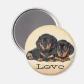Liefde Dachshund Puppy Hond Koelkast Magneet (Voorkant / Achterkant)