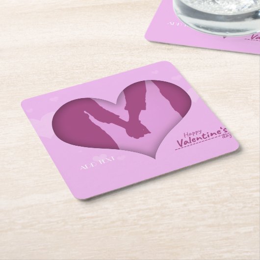 Liefde dag mooie roze kartonnen onderzetters (Schuin)