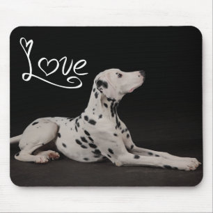 Liefde Dalmatische Puppy Hond Zwarte Muismat