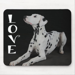 Liefde Dalmatische Puppy Hond Zwarte Muismat