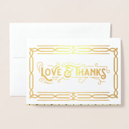Liefde & Dank Art Deco Trouwdag Goud Zwart Foto Folie Kaarten