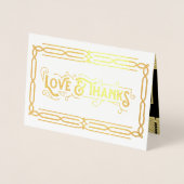 Liefde & Dank Art Deco Trouwdag Goud Zwart Foto Folie Kaarten (Voorkant)