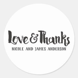 Liefde & Dank Black Fat Thick Script Dank je wel Ronde Sticker