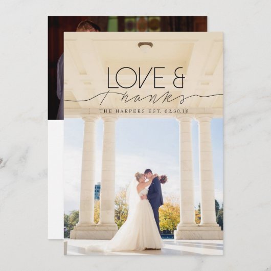 Liefde & Dank | Chic en Formeel Bedank Foto Bedankkaart (Voorkant / Achterkant)