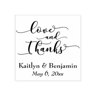 Liefde & Dank Elegant Schrift met Uw Details Rubberstempel