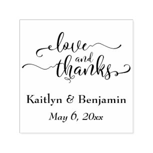Liefde & Dank Elegant Schrift met Uw Details Zelfinktende Stempel