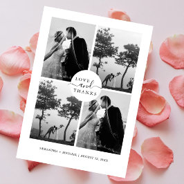 Liefde & Dank Elegante 4 Foto Collage Trouw Bedankkaart