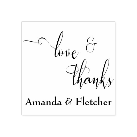 Liefde & Dank Elegante Script Typografie met Namen Rubberstempel (Afrduk)