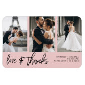 Liefde Dank Foto Collage Handlettering Roze Magneet (Horizontaal)