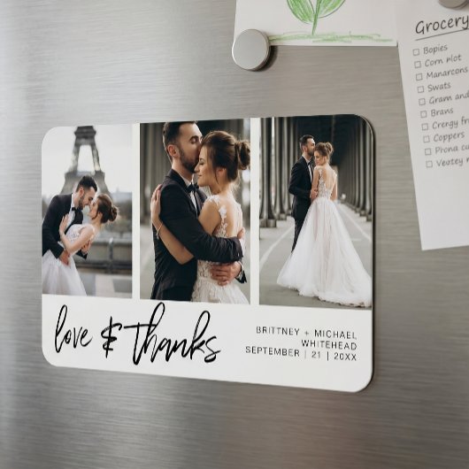 Liefde Dank Foto Collage Handlettering Wit Magneet