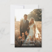 Liefde Dank Foto Overlay Boho Wilde Bloemen Bruilo Bedankkaart (Voorkant)