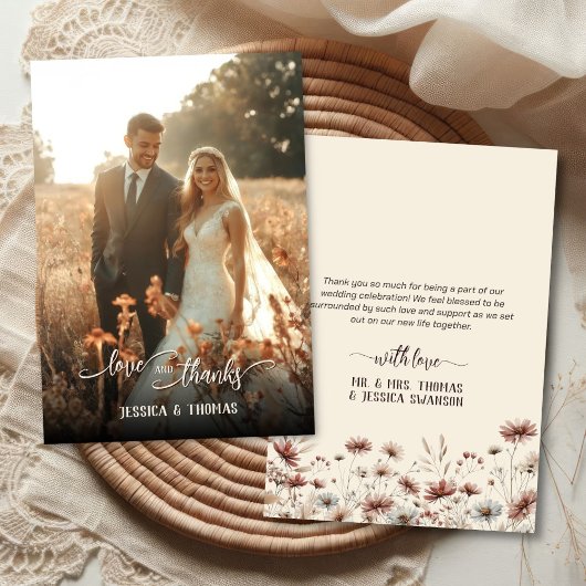 Liefde Dank Foto Overlay Boho Wilde Bloemen Bruilo Bedankkaart