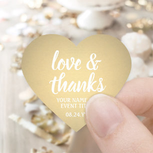 Liefde & Dank Goud Nep Folie Eenvoudig Elegant Sch Hart Sticker