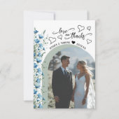 Liefde Dank Je Blauwe Wilde Bloemen Foto QR Code T Bedankkaart (Voorkant)