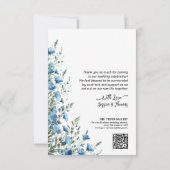 Liefde Dank Je Blauwe Wilde Bloemen Foto QR Code T Bedankkaart (Achterkant)