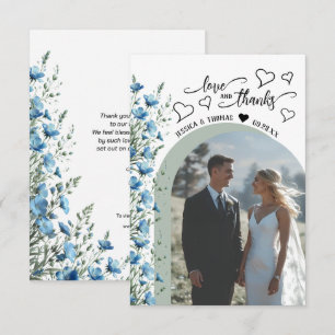 Liefde Dank Je Blauwe Wilde Bloemen Foto QR Code T Bedankkaart