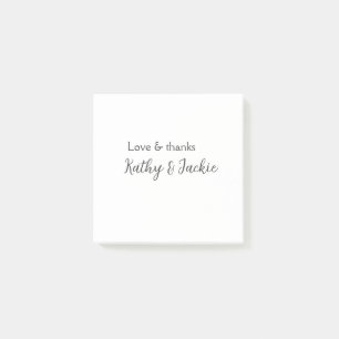 Liefde & dank je bruidspaar naam trouwen eenvoudig post-it® notes
