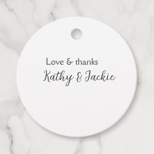 Liefde & dank je paar naam bruiloft eenvoudig mini bedankjes labels (Voorkant)