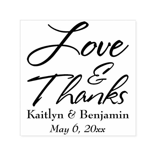 Liefde & Dank Je Schone Script met Uw Details Zelfinktende Stempel (Design)