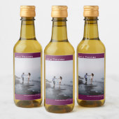 Liefde Dank Magenta Pruim Eenvoudige Trouwfoto Min Wijn Etiket (Flessen)