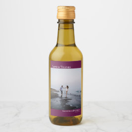 Liefde Dank Magenta Pruim Eenvoudige Trouwfoto Min Wijn Etiket