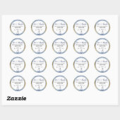 Liefde & Dank #Nautical Blauw & Goud #Bruiloft Fav Ronde Sticker (Vel)