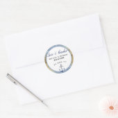 Liefde & Dank #Nautical Blauw & Goud #Bruiloft Fav Ronde Sticker (Envelop)