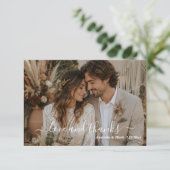 Liefde & Dank Script Foto Boho Bruiloft Bedankkaart (Staand voorkant)